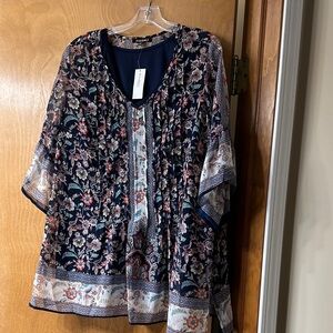 Roz & Ali Navy Floral Blouse